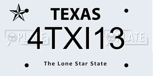 4TXI13 Texas License Plate