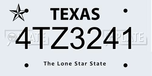 4TZ3241 Texas License Plate