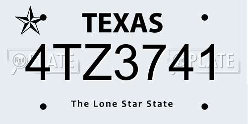 4TZ3741 Texas License Plate