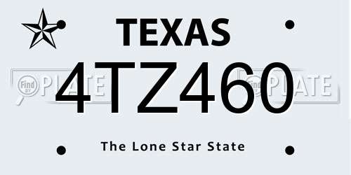 4TZ460 Texas License Plate