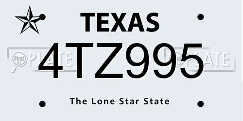 4TZ995 Texas License Plate