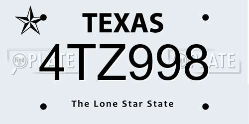 4TZ998 Texas License Plate