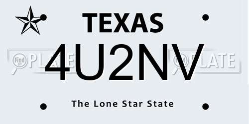 4U2NV Texas License Plate