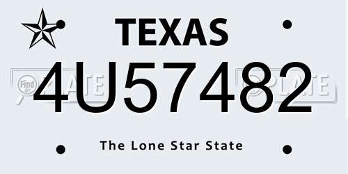4U57482 Texas License Plate