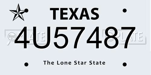 4U57487 Texas License Plate