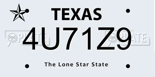 4U71Z9 Texas License Plate