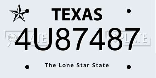 4U87487 Texas License Plate