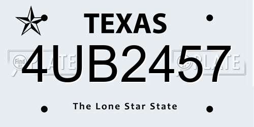 4UB2457 Texas License Plate