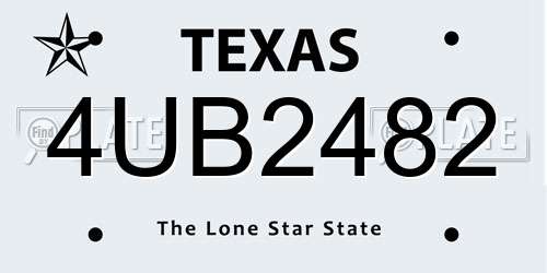 4UB2482 Texas License Plate