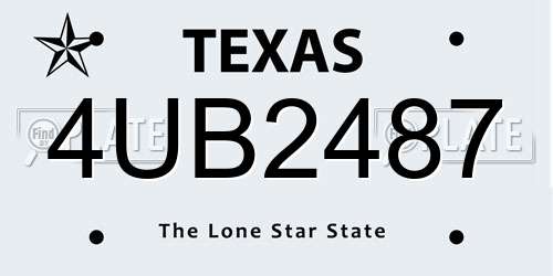 4UB2487 Texas License Plate