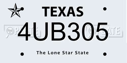 4UB305 Texas License Plate