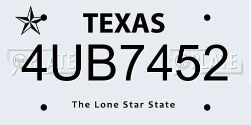 4UB7452 Texas License Plate