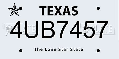 4UB7457 Texas License Plate
