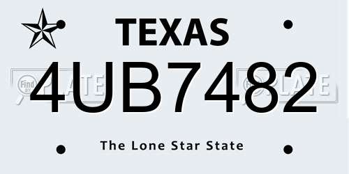 4UB7482 Texas License Plate
