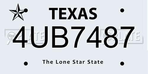 4UB7487 Texas License Plate