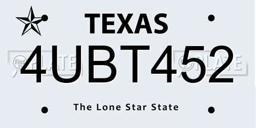 4UBT452 Texas License Plate