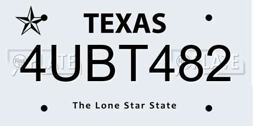 4UBT482 Texas License Plate