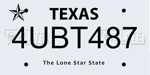 4UBT487 Texas License Plate