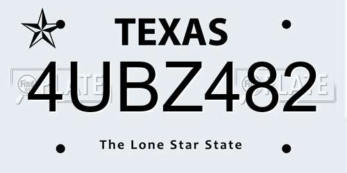 4UBZ482 Texas License Plate