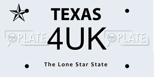 4UK Texas License Plate
