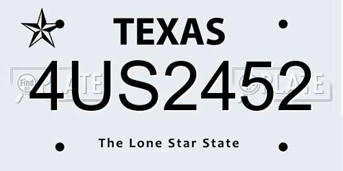 4US2452 Texas License Plate