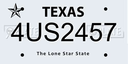 4US2457 Texas License Plate