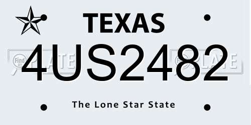 4US2482 Texas License Plate