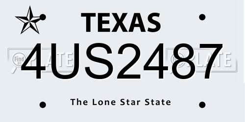 4US2487 Texas License Plate
