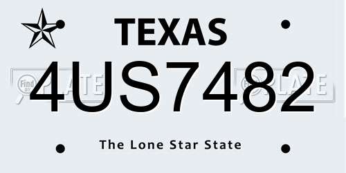 4US7482 Texas License Plate