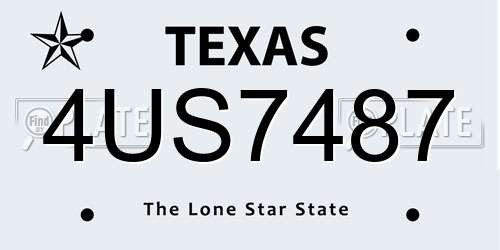 4US7487 Texas License Plate