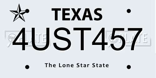 4UST457 Texas License Plate