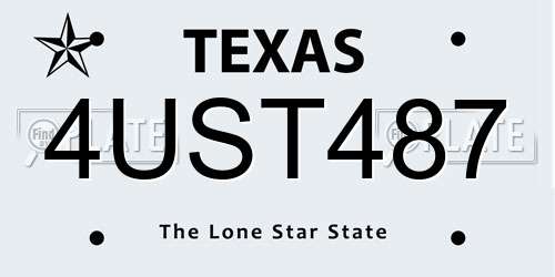 4UST487 Texas License Plate