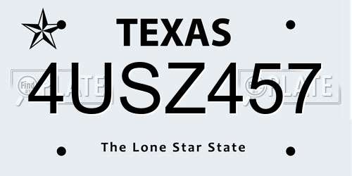 4USZ457 Texas License Plate