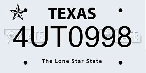 4UT0998 Texas License Plate