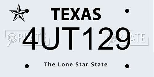 4UT129 Texas License Plate