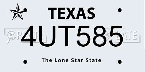 4UT585 Texas License Plate