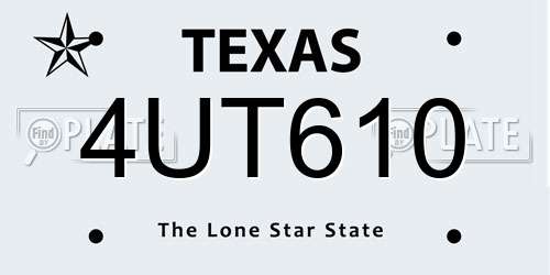 4UT610 Texas License Plate