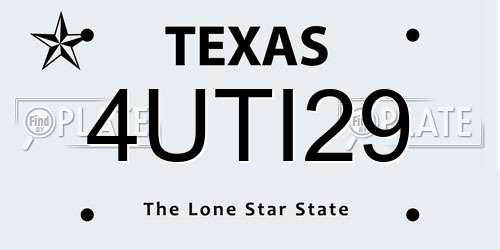 4UTI29 Texas License Plate