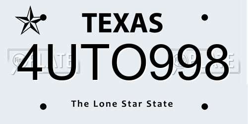 4UTO998 Texas License Plate