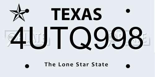 4UTQ998 Texas License Plate