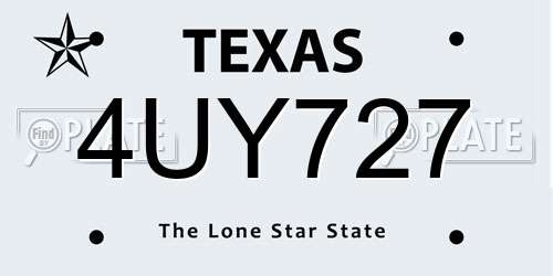 4UY727 Texas License Plate
