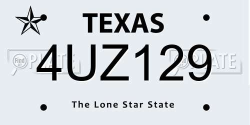 4UZ129 Texas License Plate