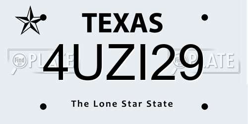4UZI29 Texas License Plate