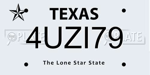 4UZI79 Texas License Plate