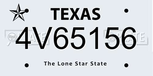 4V65156 Texas License Plate