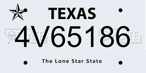 4V65186 Texas License Plate