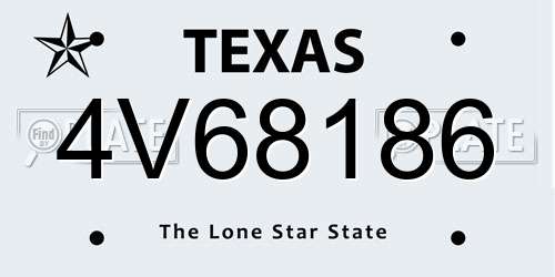 4V68186 Texas License Plate
