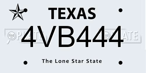 4VB444 Texas License Plate