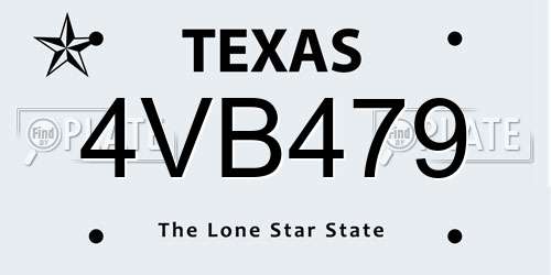 4VB479 Texas License Plate