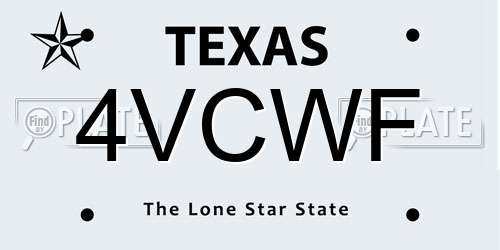 4VCWF Texas License Plate